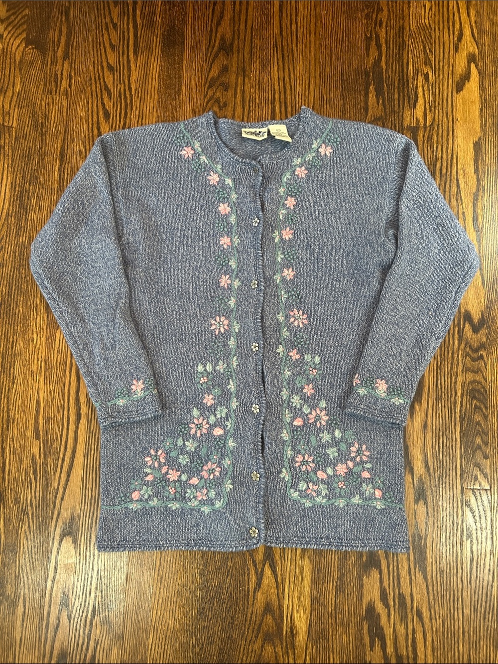 Vintage 90s Knit Wool Blend Floral Sweater
